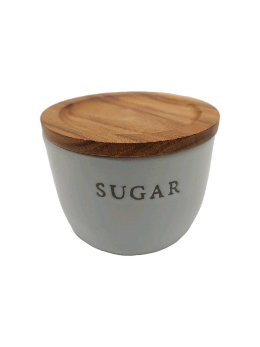 Hearth & Hand with Magnolia Stoneware Sugar Jar Round Wood Lid Farmhouse